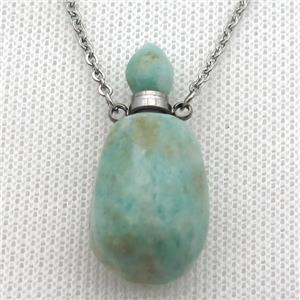 green Russian Amazonite perfume bottle Necklace, approx 30-40mm