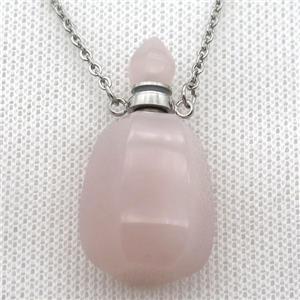 Rose Quartz perfume bottle Necklace, approx 30-40mm