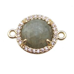 Labradorite circle connector, gold plated, approx 13.5mm dia