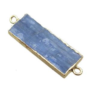 blue Kyanite rectangle connector, gold plated, approx 10-30mm