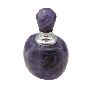 purple Amethyst perfume bottle charm without hole, approx 30x40x65mm