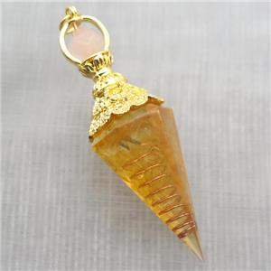yellow Citrine chips pendulum pendant, approx 6-60mm