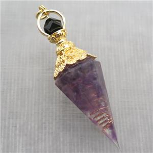 purple Amethyst chips pendulum pendant, approx 6-60mm