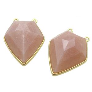 peach Sunstone arrowhead pendant with 2loops, approx 18-25mm