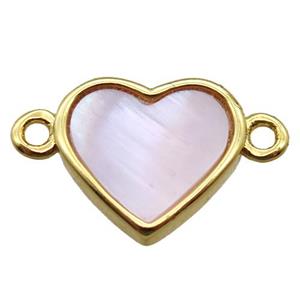 pink queen shell heart connector, gold plated, approx 12mm dia