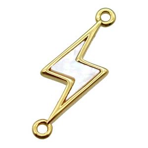 white Pearlized Shell lightning connector, gold plated, approx 10-20mm