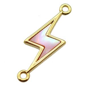 pink queen shell lightning connector, gold plated, approx 10-20mm