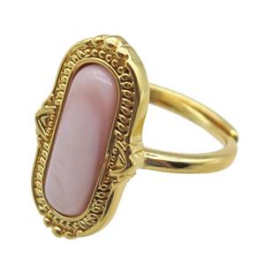 pink queen shell Rings, gold plated, approx 12-21mm, 20mm dia
