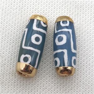 blue tibetan Dzi Beads rice beads, eye, gold plated, approx 12-30mm