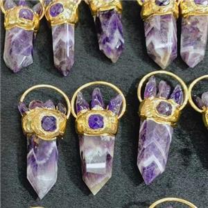Amethyst pendant, gold plated, approx 14-45mm