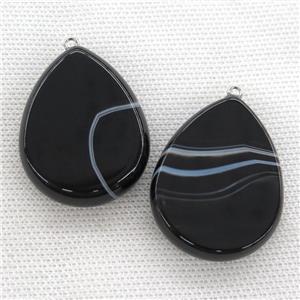 black stripe agate teardrop pendant, approx 30-40mm