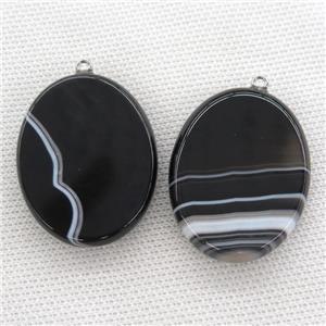 black stripe agate oval pendant, approx 30-40mm