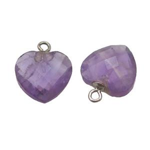 puprle Amethyst pendant, faceted heart, approx 11mm