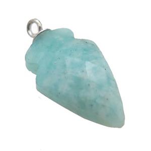 green Amazonite pendant, faceted arrowhead, approx 9-15mm