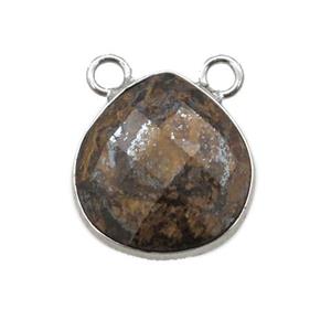 Bronzite pendant with 2loops, faceted teardrop, approx 14-15mm