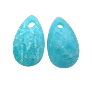 green Amazonite pendant, faceted teardrop, approx 9-15mm