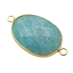 green Amazonite oval connector, approx 17-22mm