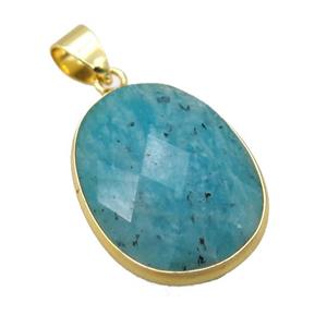 green Amazonite oval pendant, approx 17-22mm