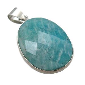 green Amazonite oval pendant, approx 17-22mm