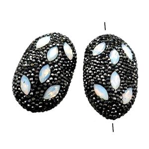 Clay oval Beads paved rhinestone with crystal glass, approx 25-45mm