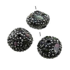 Clay bicone Beads paved rhinestone with gemstone, mixed, approx 18-20mm