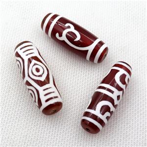 red Dzi Agate barrel beads, mixed, approx 16-40mm