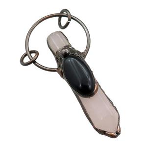 Rose Quartz pendulum pendant, antique red, approx 10-60mm