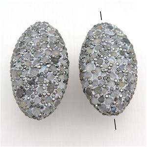 Clay oval Beads Paved Rhinestone with moonstone, approx 25-45mm