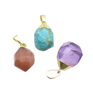 mixed Gemstone pendant, faceted teardrop, approx 12-16mm