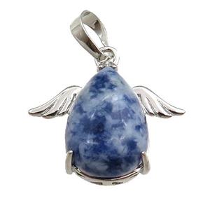 blue sodalite angel pendant, platinum plated, approx 13-18mm, 20-25mm