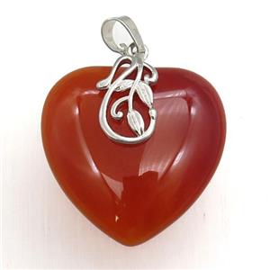 red carnelian agate heart pendant, approx 30mm