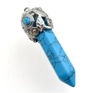 blue synthetic bullet pendant, approx 10-55mm