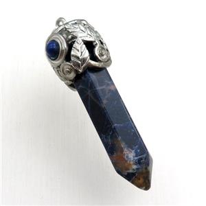 blue sodalite bullet pendant, approx 10-55mm