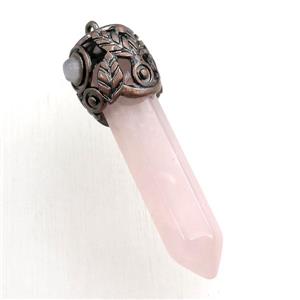 rose quartz bullet pendant, approx 10-55mm