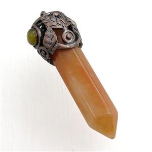 red aventurine bullet pendant, approx 10-55mm