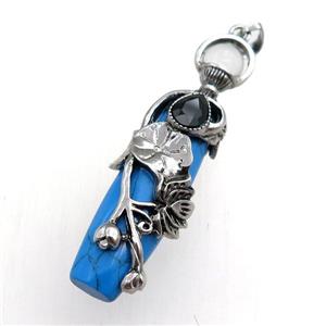 blue synthetic turquoise stick pendant, approx 16-60mm