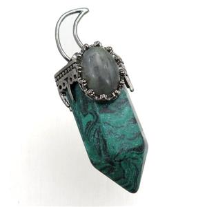 synthetic malachite bullet pendant, approx 15-55mm