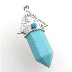 synthetic turquoise bullet pendant, approx 15-55mm