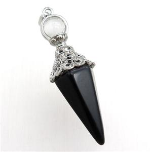 black onyx agate pendulum pendant, approx 18-55mm