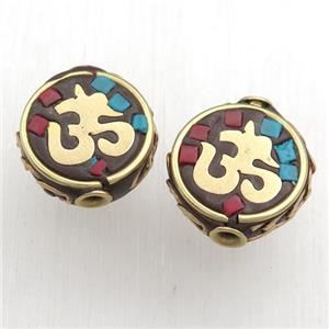 tibetan beads, brass, circle, approx 15mm