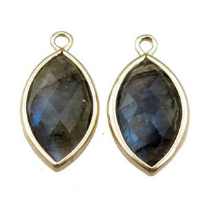 Labradorite pendant, faceted horseeye, gold plated, approx 11-18mm