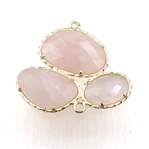 Rose Quartz connector, gold plated, approx 30-35mm