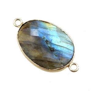 Labradorite connector, faceted oval, approx 16-22mm