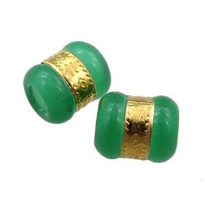 green cats eye stone tube beads, approx 10x12mm, 4mm hole