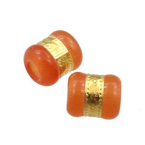 orange cats eye stone tube beads, approx 10x12mm, 4mm hole