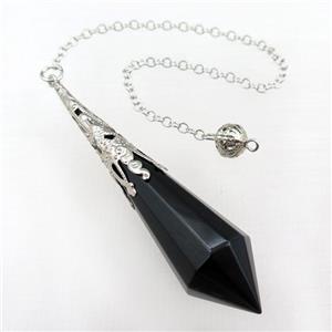 black onyx agate pendulum pendant, approx 17-70mm, chain: 16cm length