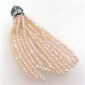 Tassel pendant with champagne crystal glass, approx 12mm, 60mm length
