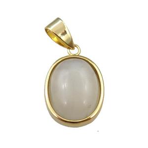 white MoonStone oval pendant, approx 14-18mm