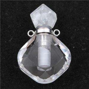 Clear Quartz perfume bottle pendant, approx 16-27mm