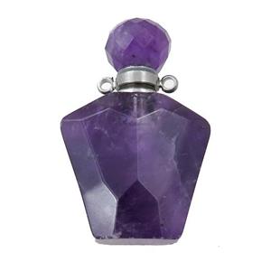 purple Amethyst perfume bottle pendant, approx 23-36mm